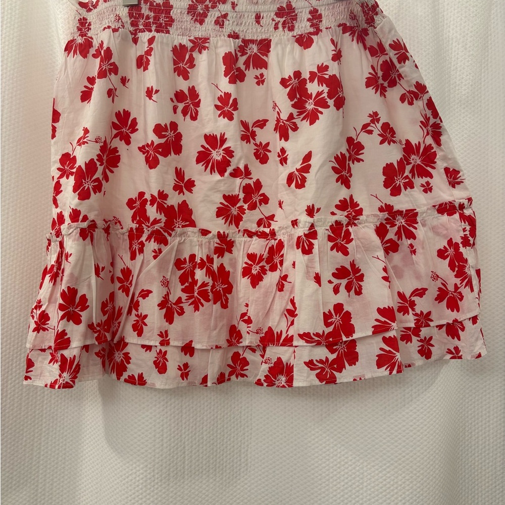 J. Crew Red Floral A-Line Skirt